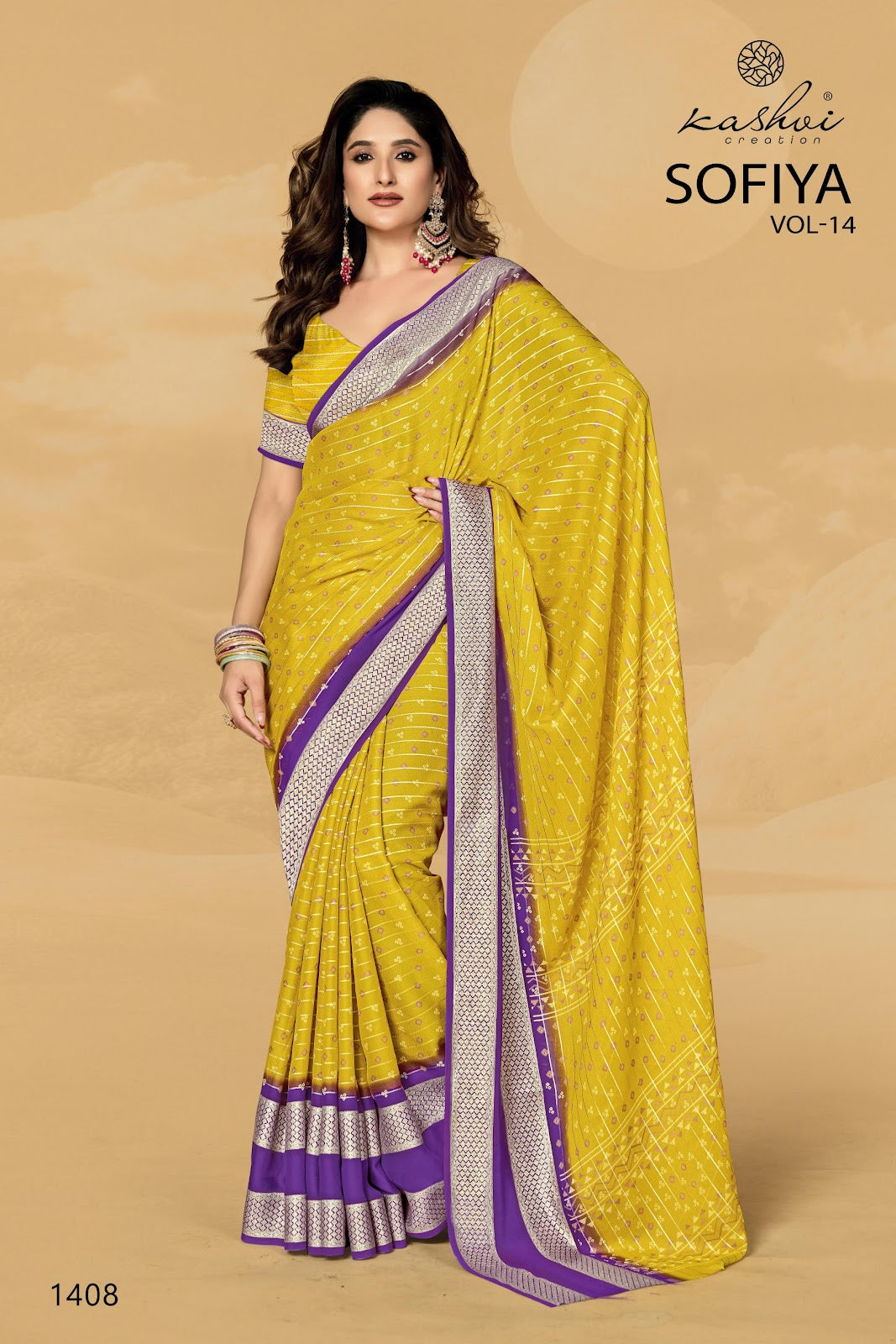 Sofiya Vol 14 Kashvi Creation Dull Moss Sarees Wholesale