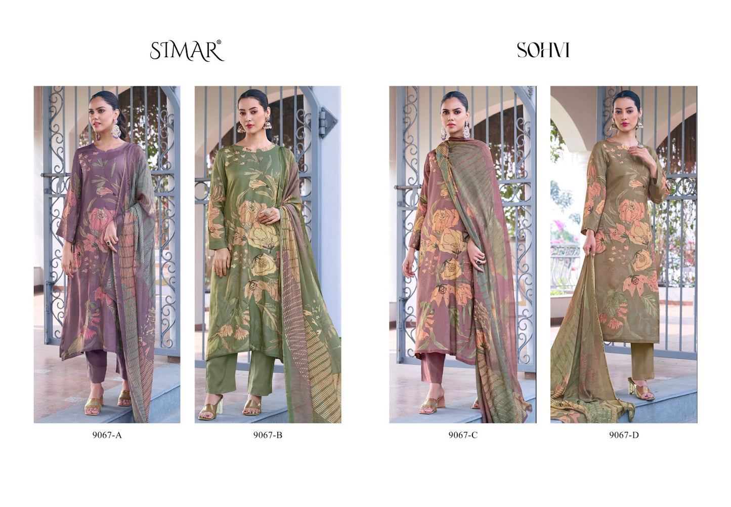 Sohvi 9067 Simar Viscose Muslin Pant Style Suits Exporter Gujarat