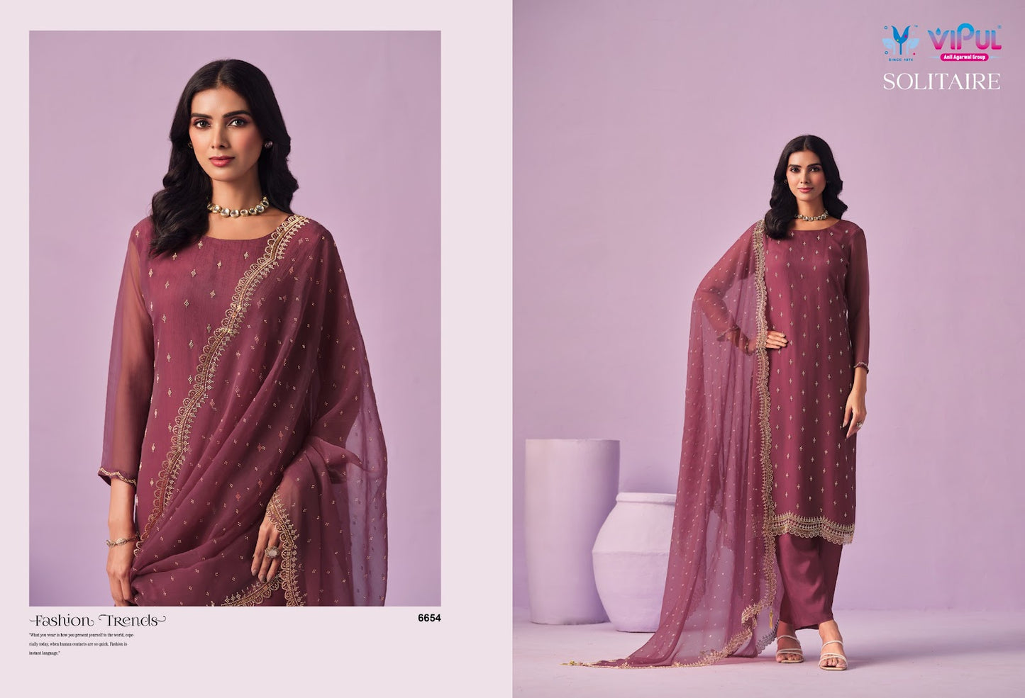 Solitaire Vipul Chiffon Pant Style Suits Wholesale Price