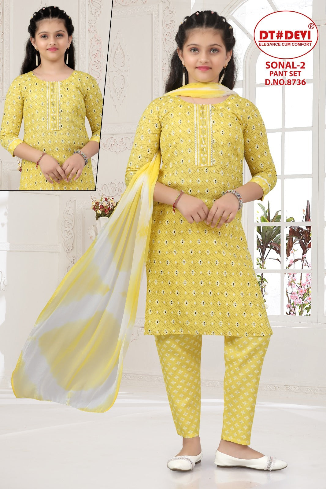 Sonal Vol 2 8736 Dt Devi Rayon Girls Readymade Pant Suits Manufacturer