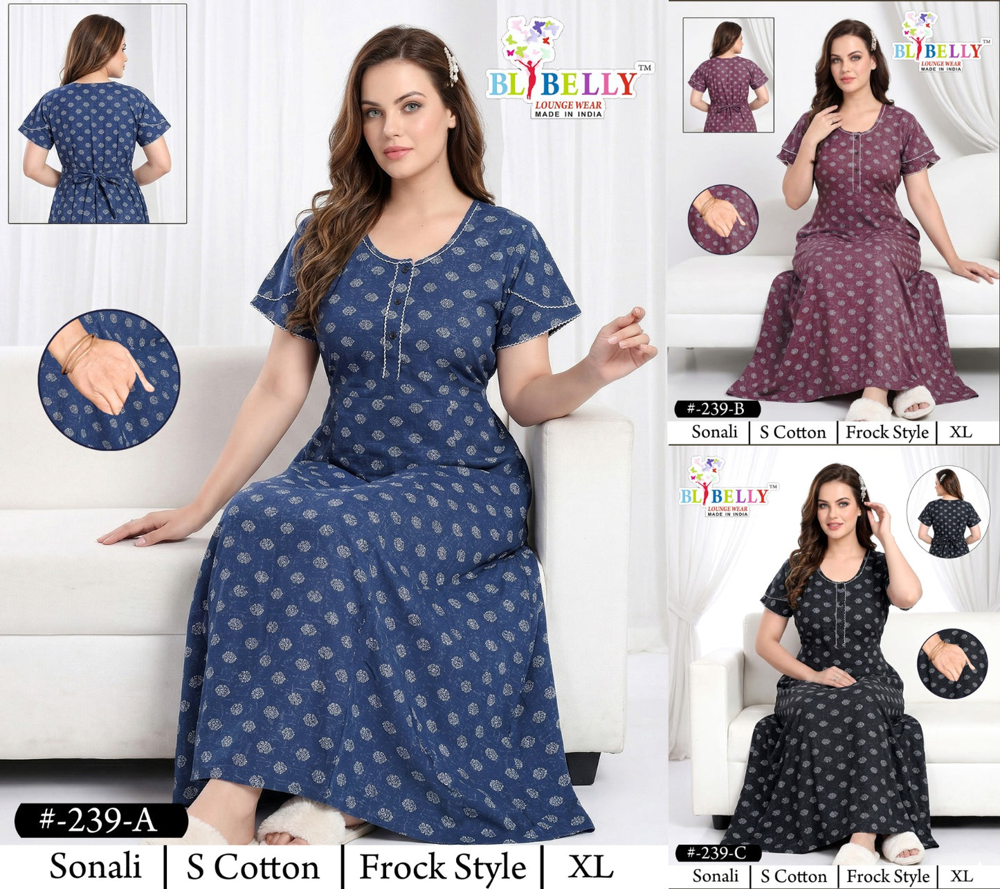 Sonali 234-239 Belly Cotton Night Gowns Supplier