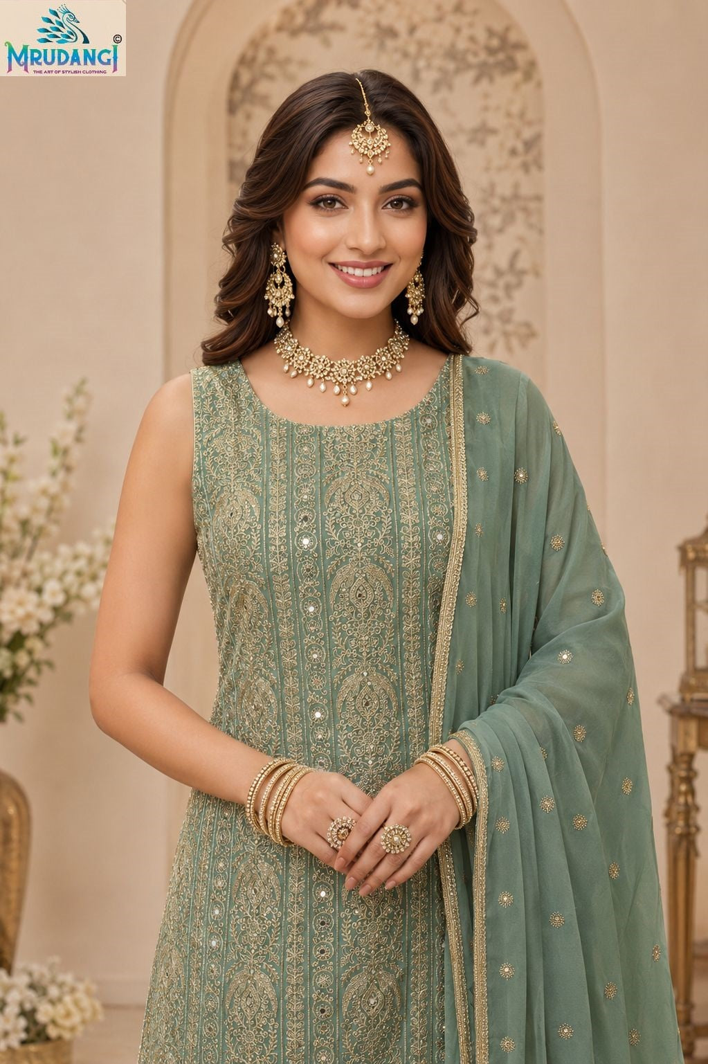 Sonali Mrudangi Georgette Readymade Sharara Suits Exporter Ahmedabad