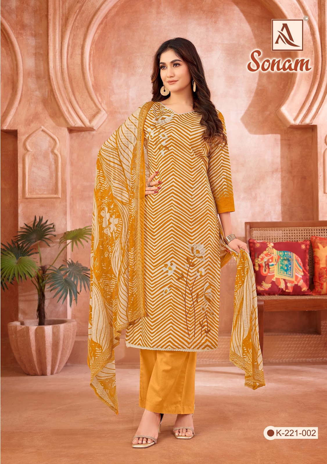 Sonam Alok Cambric Karachi Salwar Suits Exporter