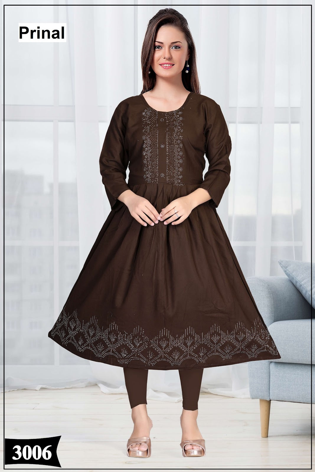 Sonam Prinal Reyon Anarkali Kurtis Supplier Gujarat