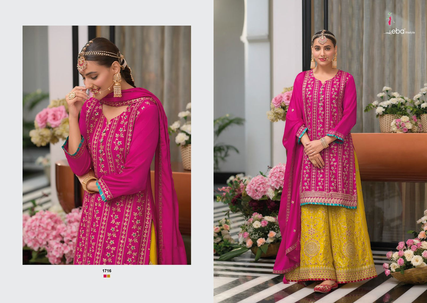 Soni Kudi Eba Lifestyle Chinon Readymade Plazzo Style Suits Wholesale Rate