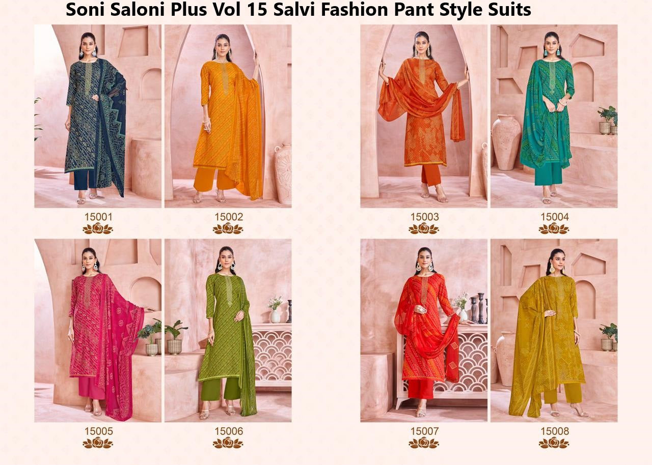Soni Saloni Plus Vol 15 Salvi Fashion Cotton Pant Style Suits Manufacturer Ahmedabad
