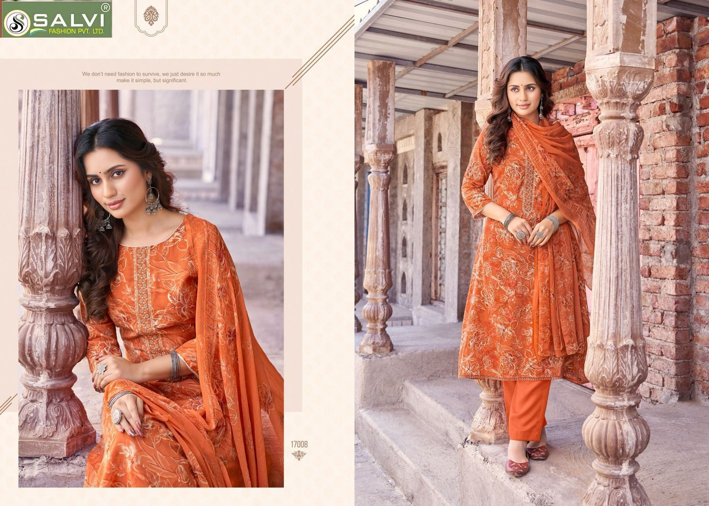 Soni Saloni Plus Vol 17 Salvi Fashion Cotton Slub Pant Style Suits Exporter