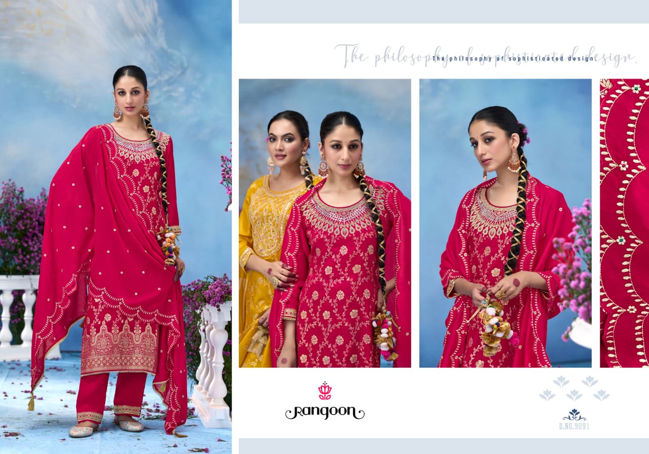 Soumya Rangoon Russian Jacquard Readymade Pant Style Suits Exporter Ahmedabad