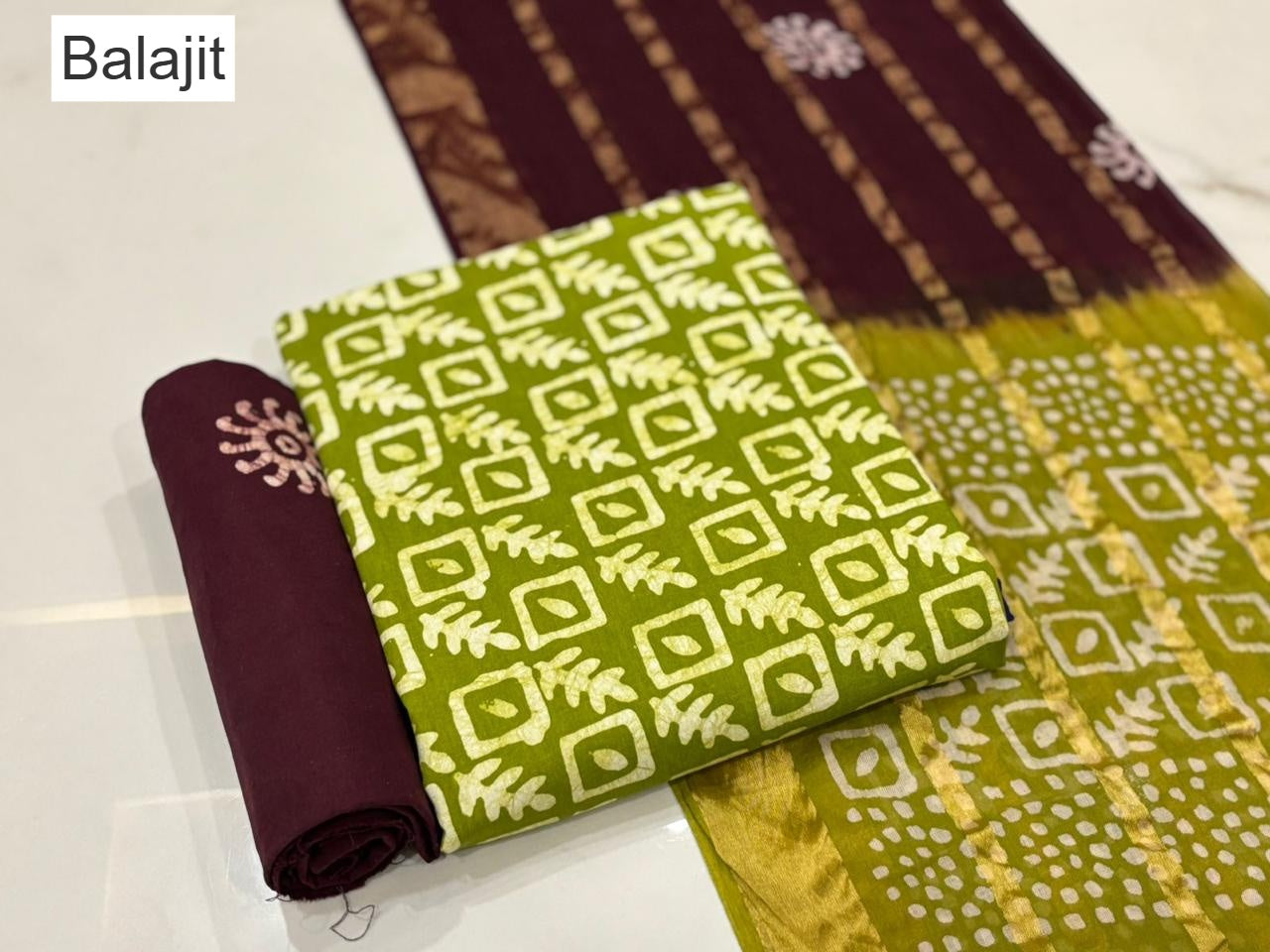 Special 2.25 Bottom Balajit Cotton Dress Material Supplier Gujarat