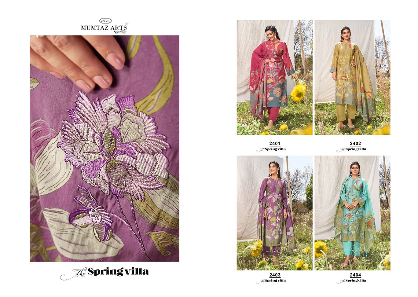 The Spring Villa Mumtaz Arts Viscose Muslin Pant Style Suits