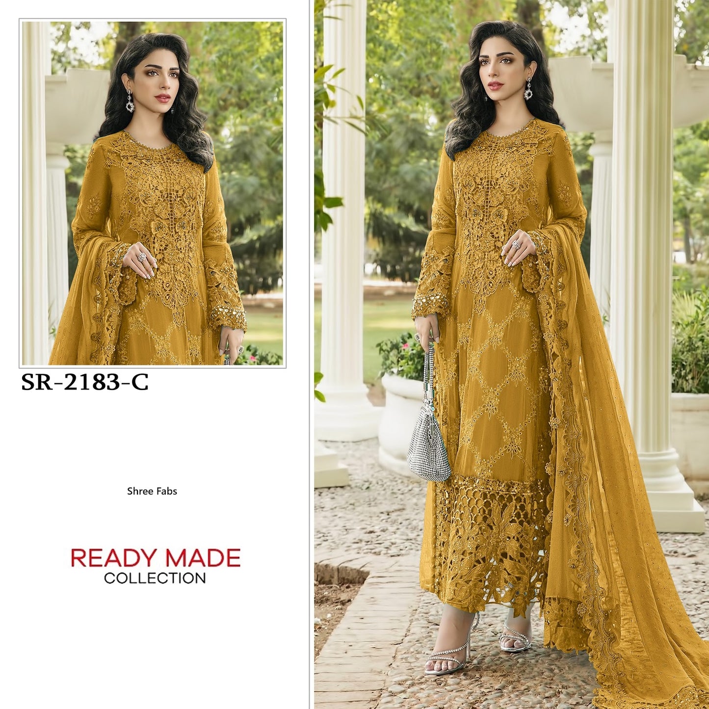 Sr 2183 Shree Fabs Chiffon Pakistani Readymade Suits Supplier