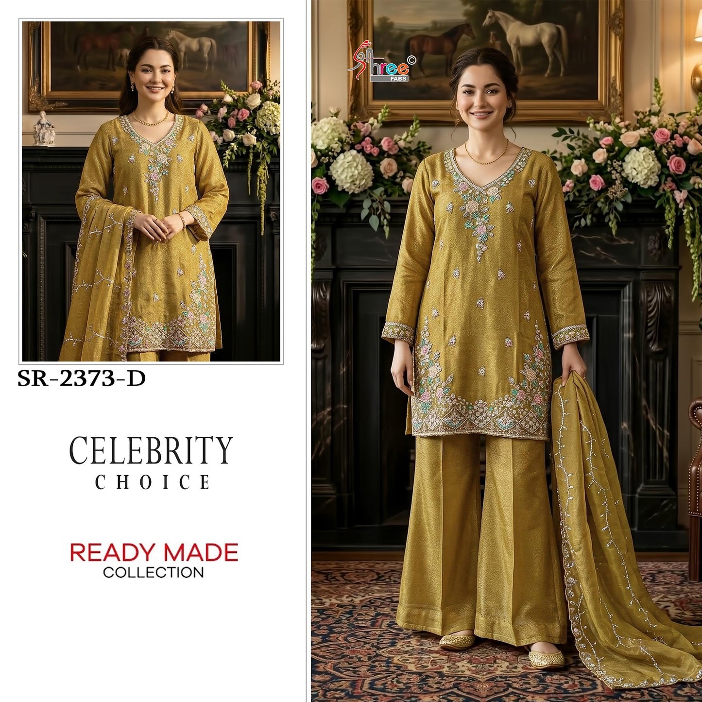 Sr 2373 Shree Fabs Chiffon Pakistani Readymade Suits Supplier Ahmedabad