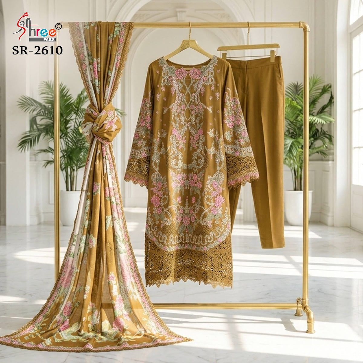 Sr 2610 Shree Fabs Cambric Cotton Pakistani Readymade Suits Wholesaler