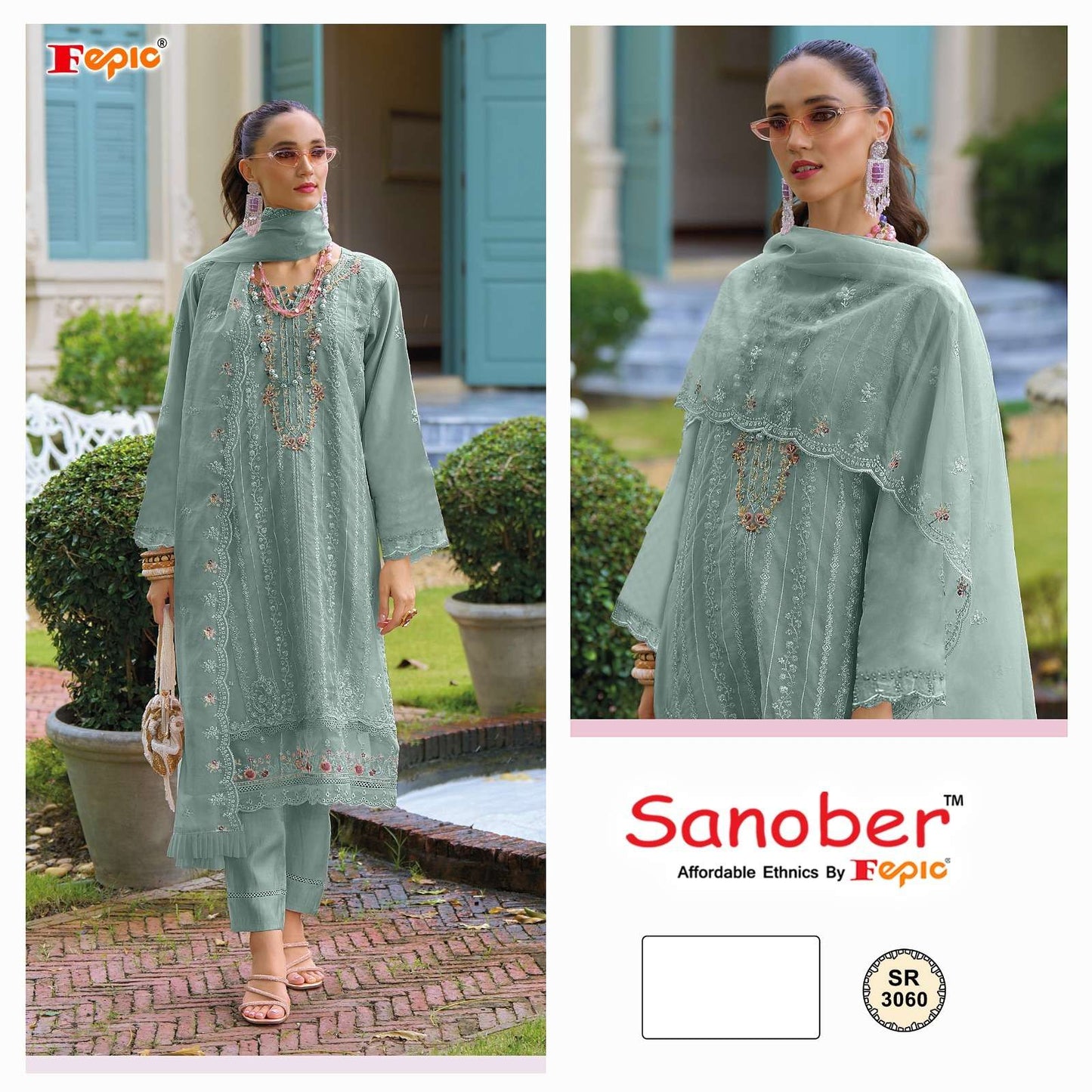 Sr 3060 Sanober Fepic Organza Pakistani Salwar Suits Wholesale