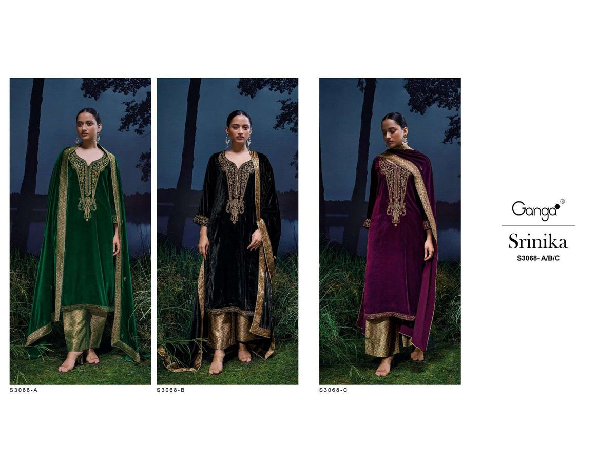 Srinika S3068 Ganga Premium Velvet Suits Supplier