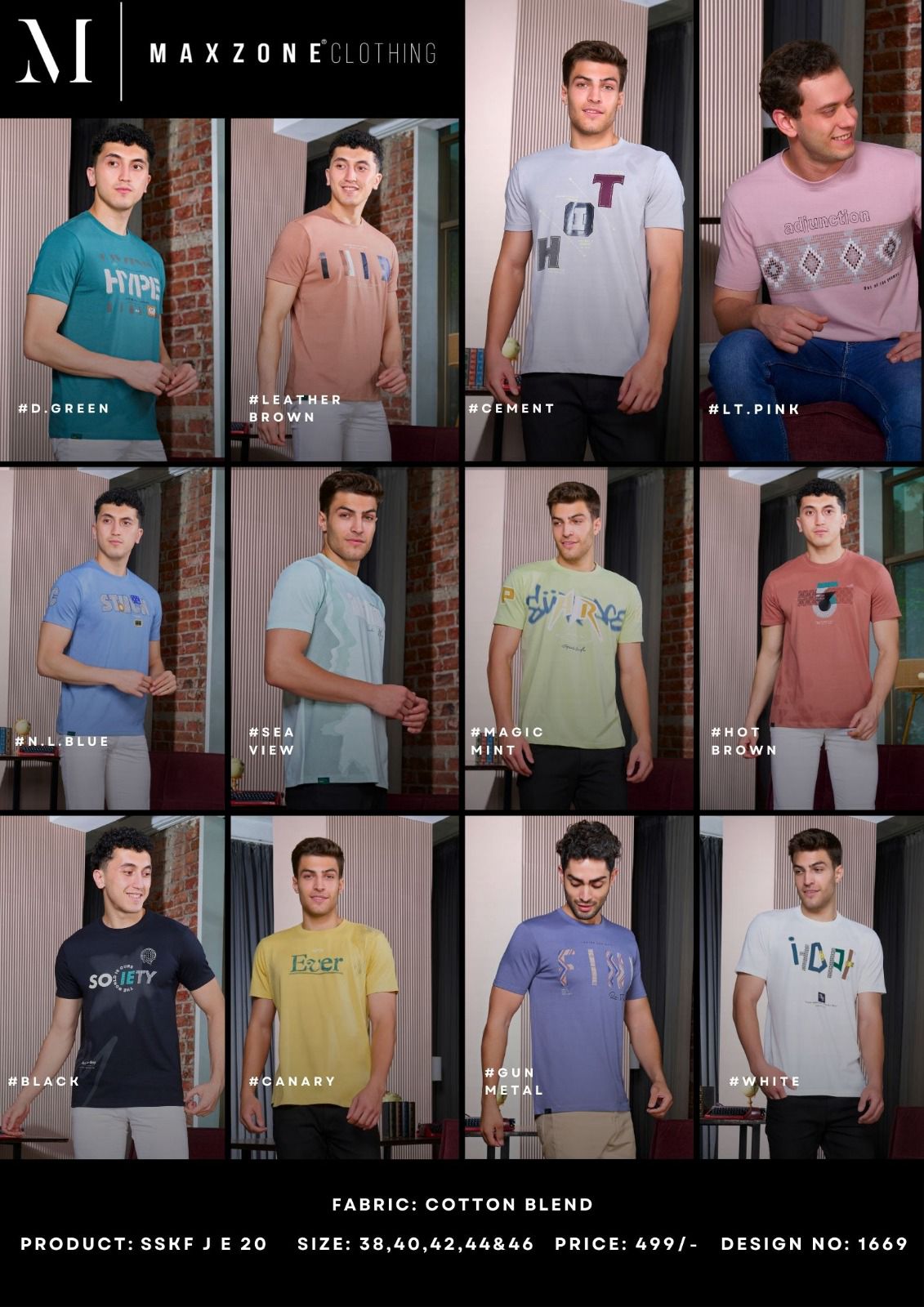 Sskf J E 20 Maxzone Clothing Cotton Mens Tshirts Wholesaler