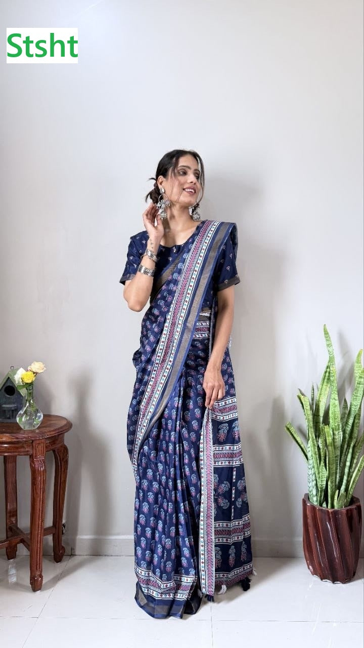 St-236 Stsht Cotton Silk Ready To Wear Saree Wholesale Price