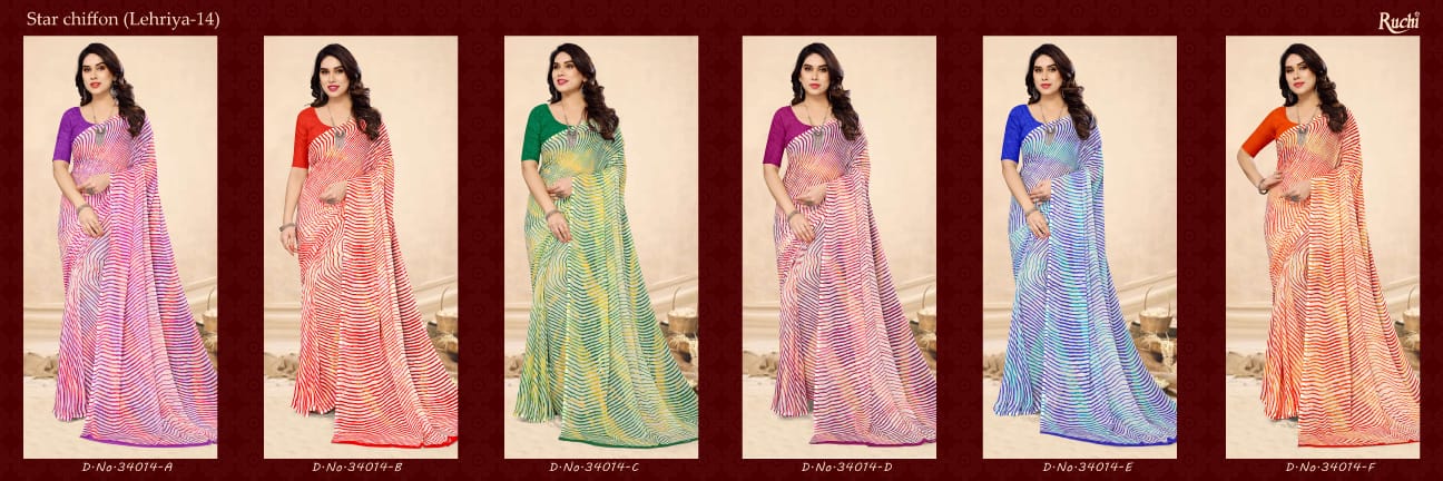 Star Chiffon Lehriya 14 Ruchi Sarees Wholesaler
