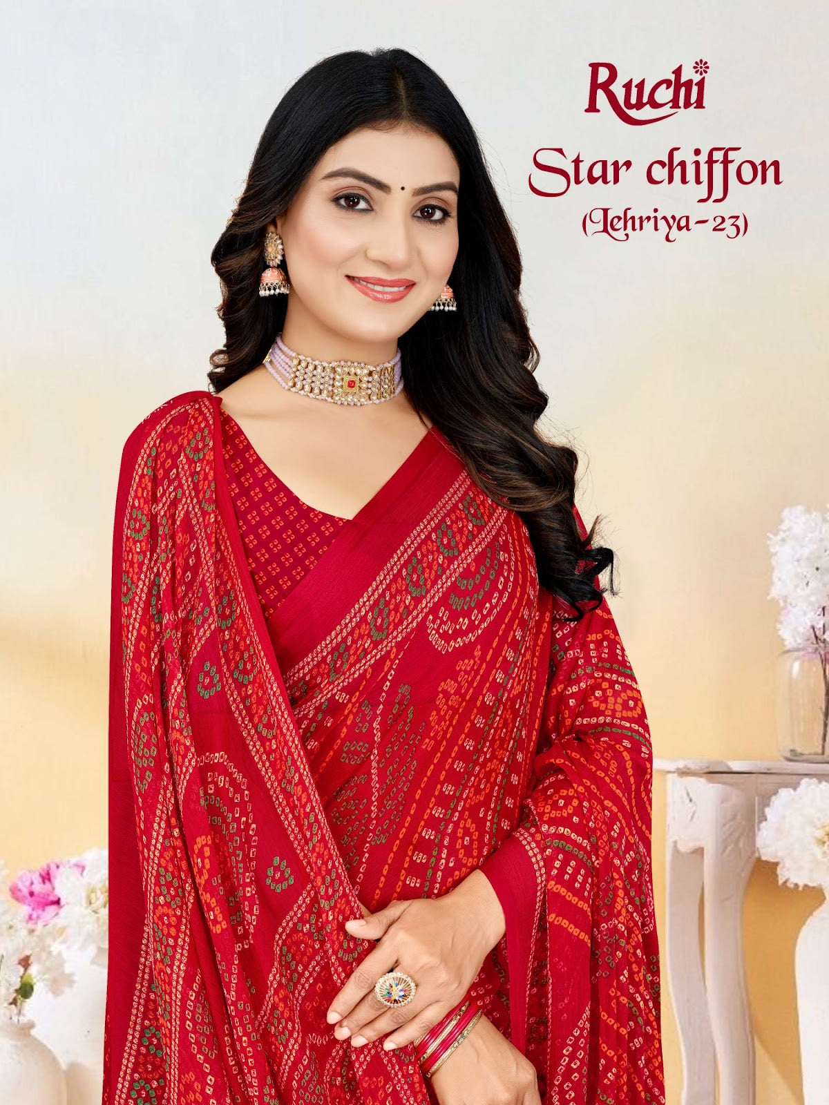 Star Chiffon Lehriya 23 Ruchi Sarees Wholesale Rate