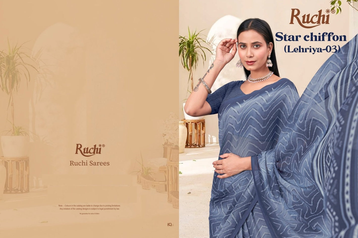 Star Chiffon Lehriya 3 Ruchi Chiffon Sarees Wholesaler India