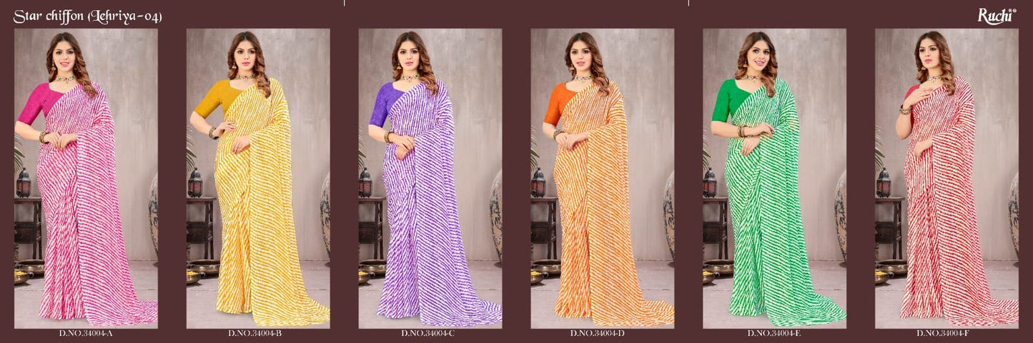 Star Chiffon Lehriya 4 Ruchi Sarees