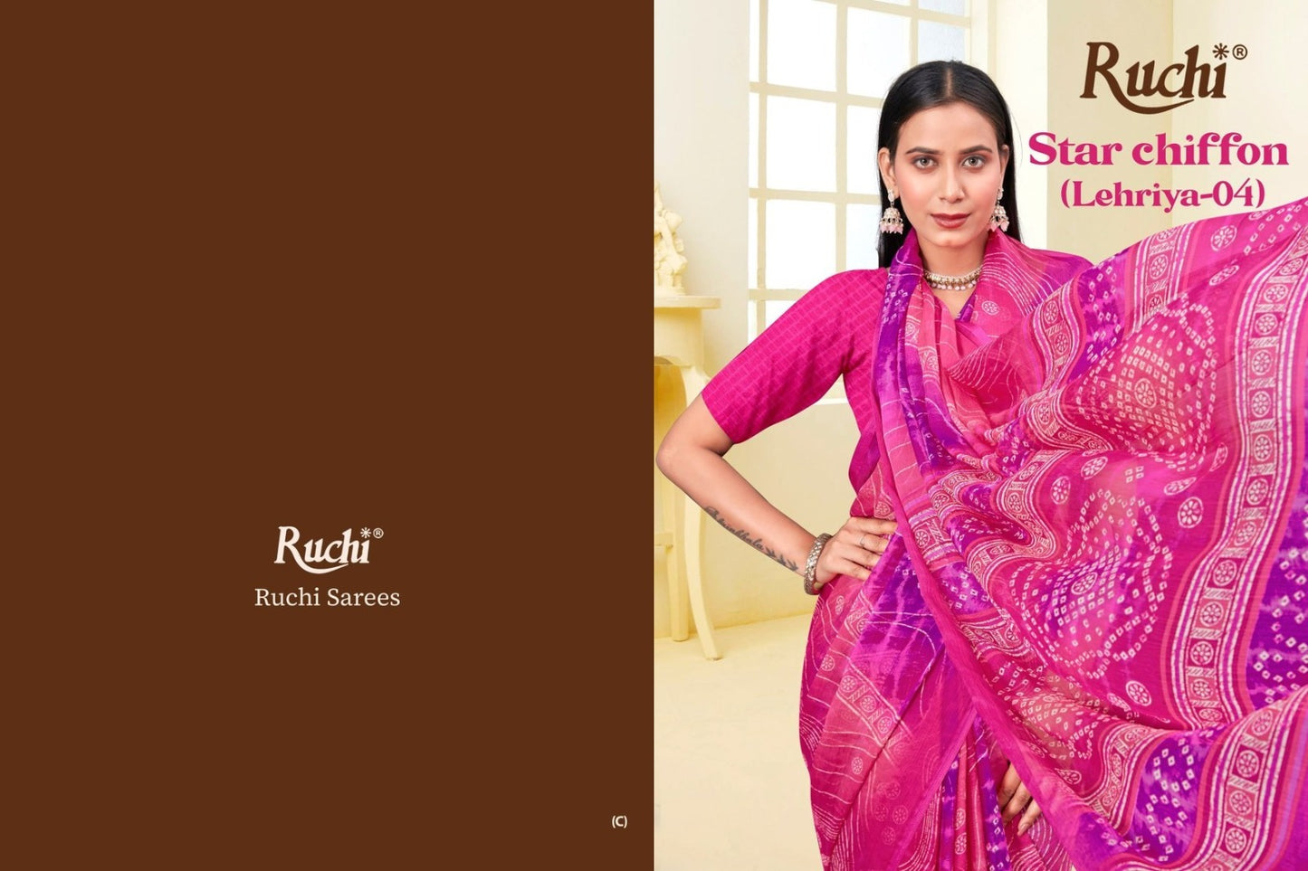 Star Chiffon Lehriya 4 Ruchi Chiffon Sarees Wholesaler India