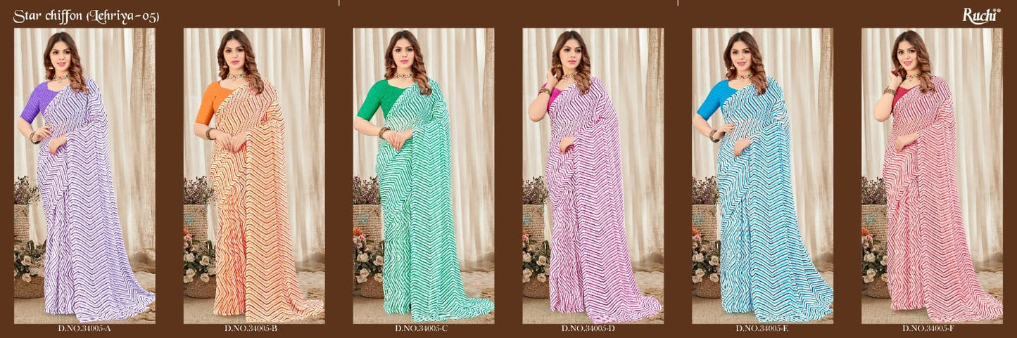 Star Chiffon Lehriya 5 Ruchi Sarees