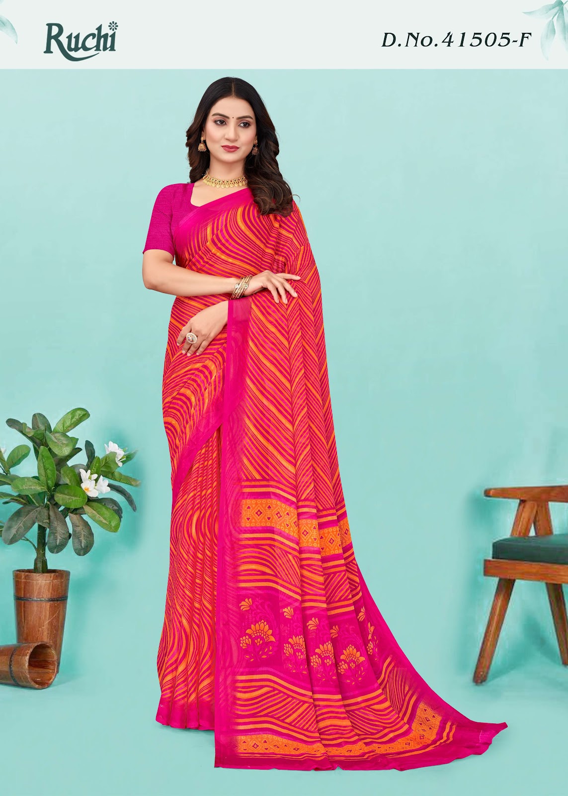 Star Chiffon Lehriya 5 Ruchi Sarees Manufacturer India