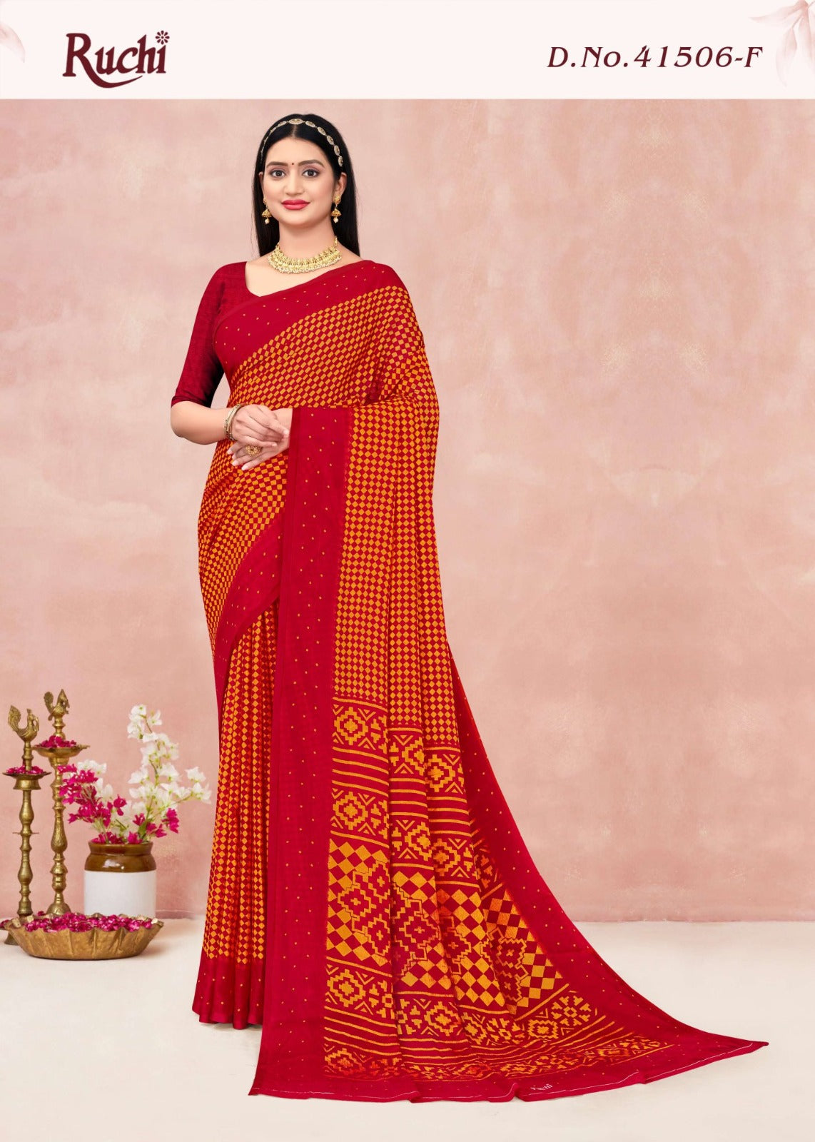 Star Chiffon Lehriya 6 Ruchi Sarees Wholesaler Gujarat