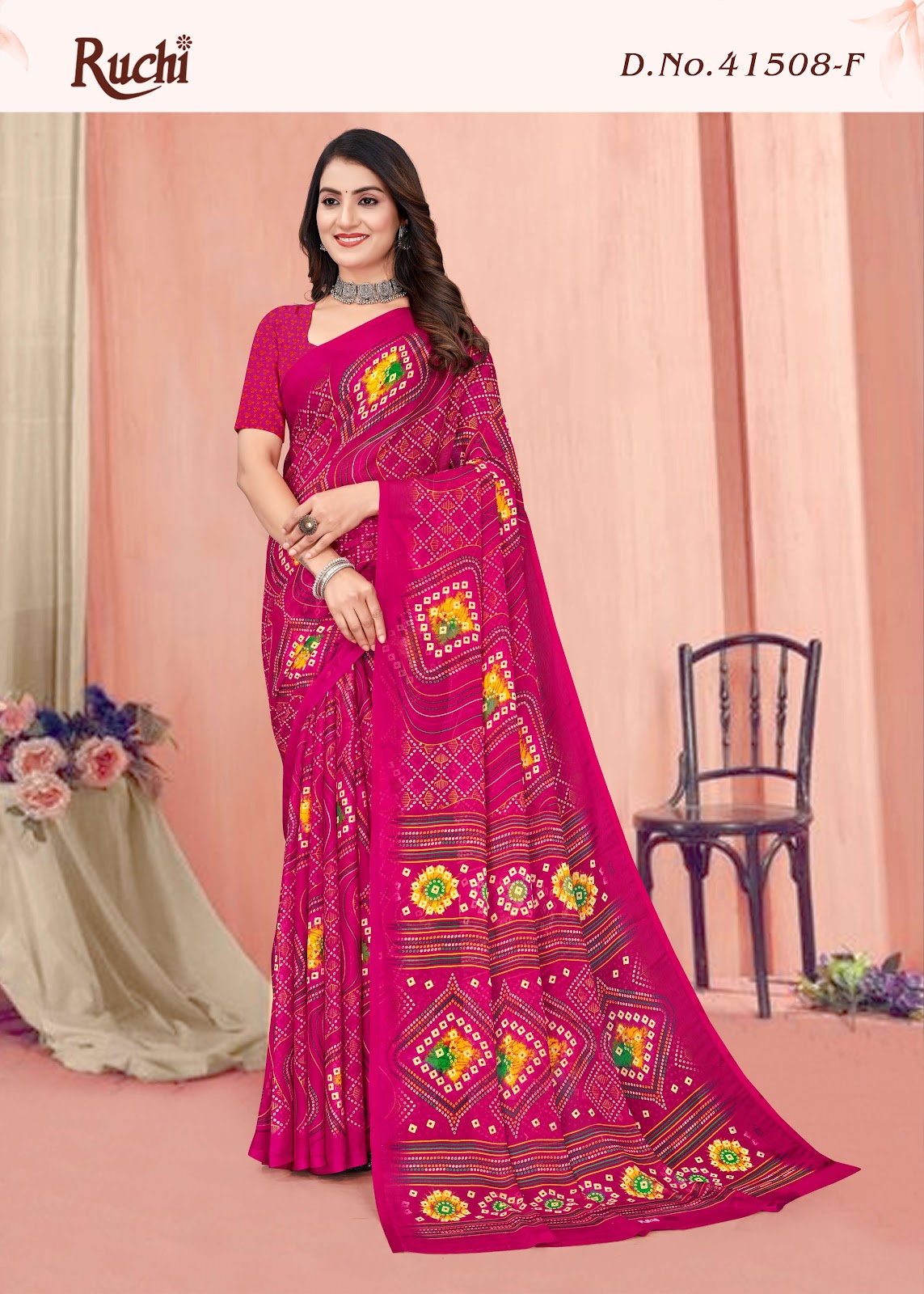 Star Chiffon Lehriya 8 Ruchi Sarees Supplier India