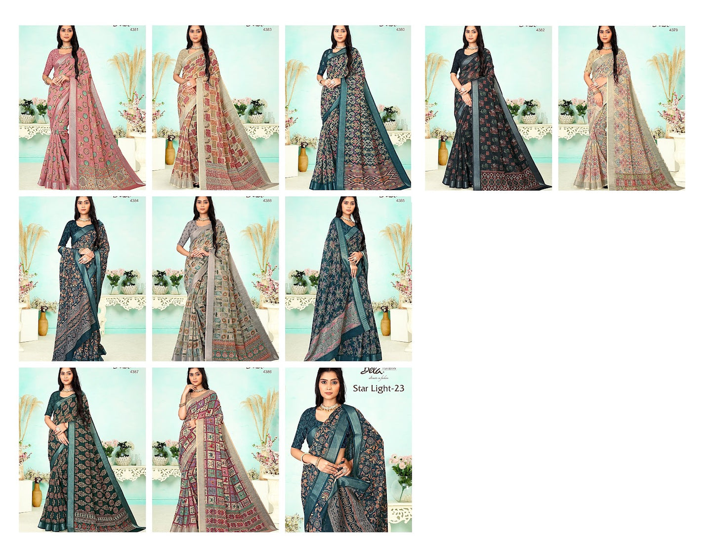 Star Light 23 Bela Fashion Linen Sarees Manufacturer Ahmedabad