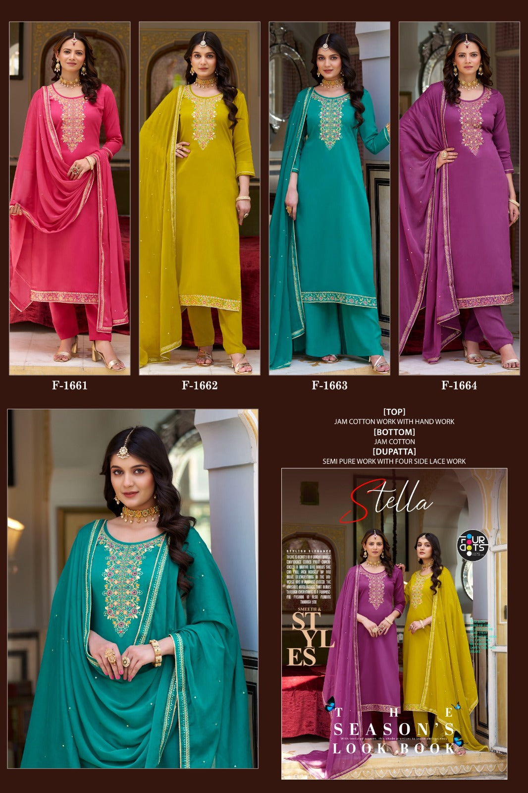 Stella Four Dots Jam Cotton Pant Style Suits Wholesaler Ahmedabad