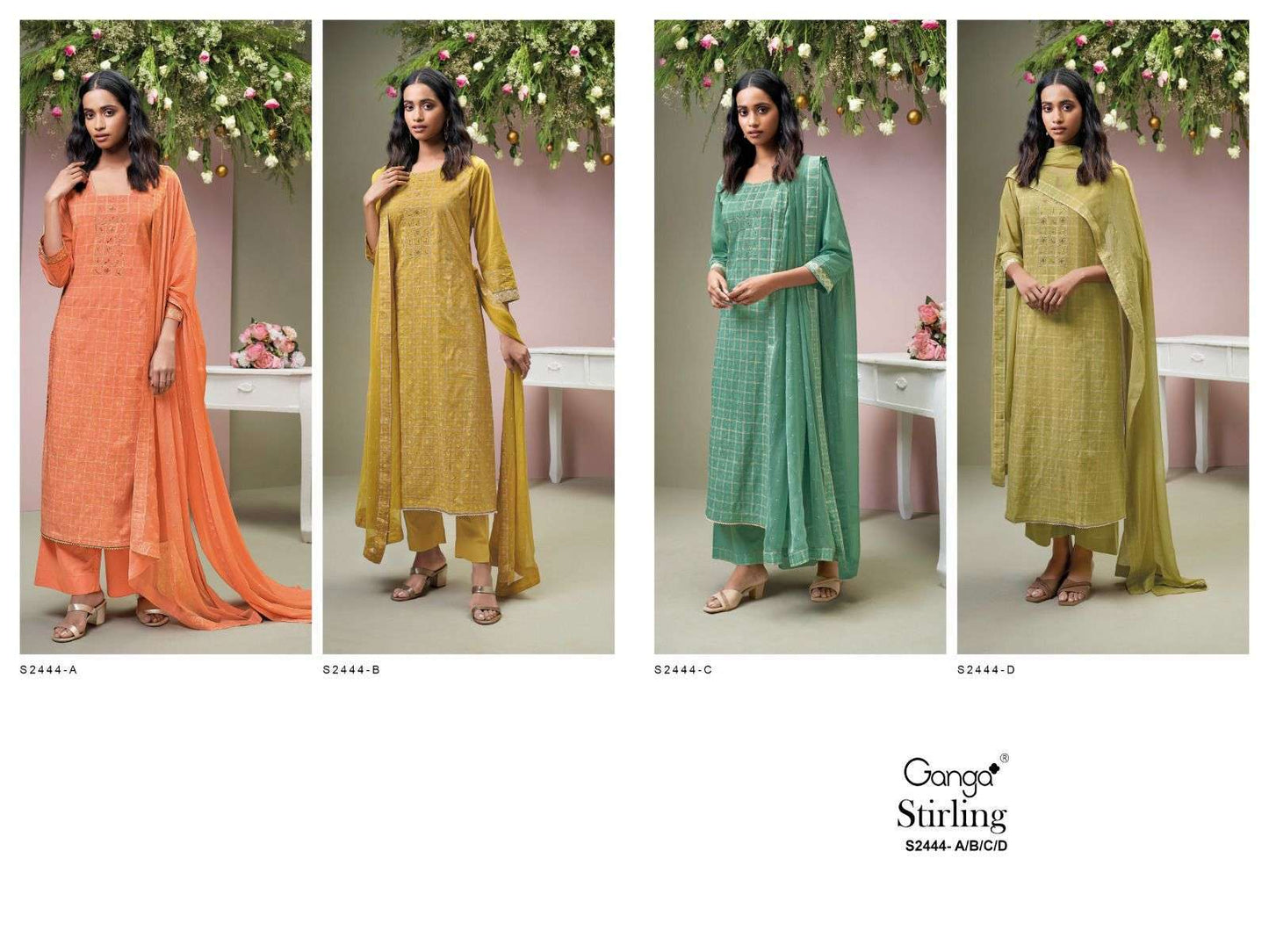 Stirling 2444 Ganga Premium Cotton Plazzo Style Suits Wholesaler Ahmedabad