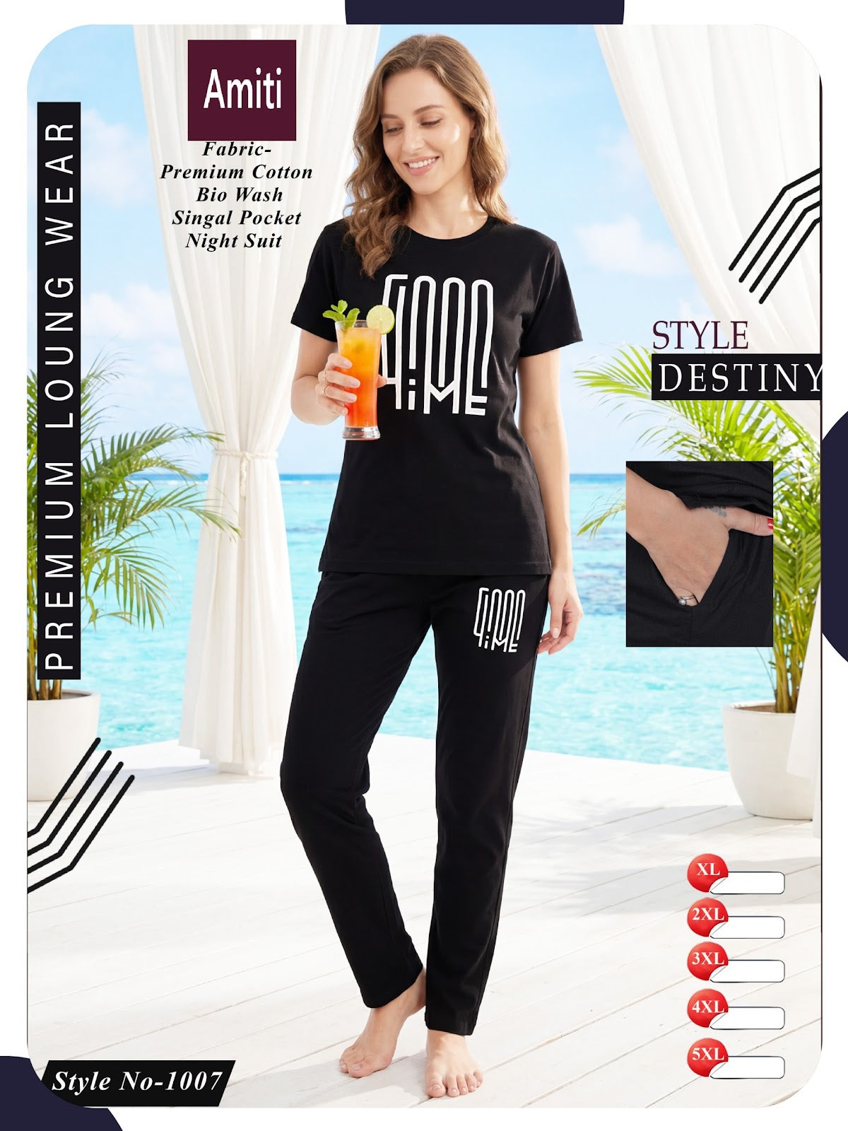 Style 1007 Amiti Cotton Pyjama Night Suits Supplier Ahmedabad