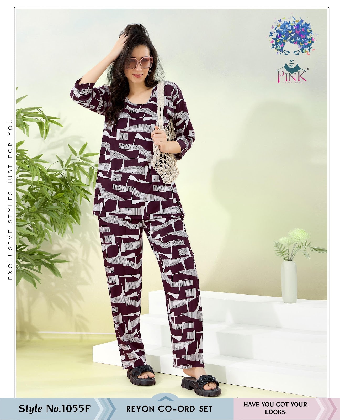 Style 1055 F Pink Reyon Co Ord Set Manufacturer