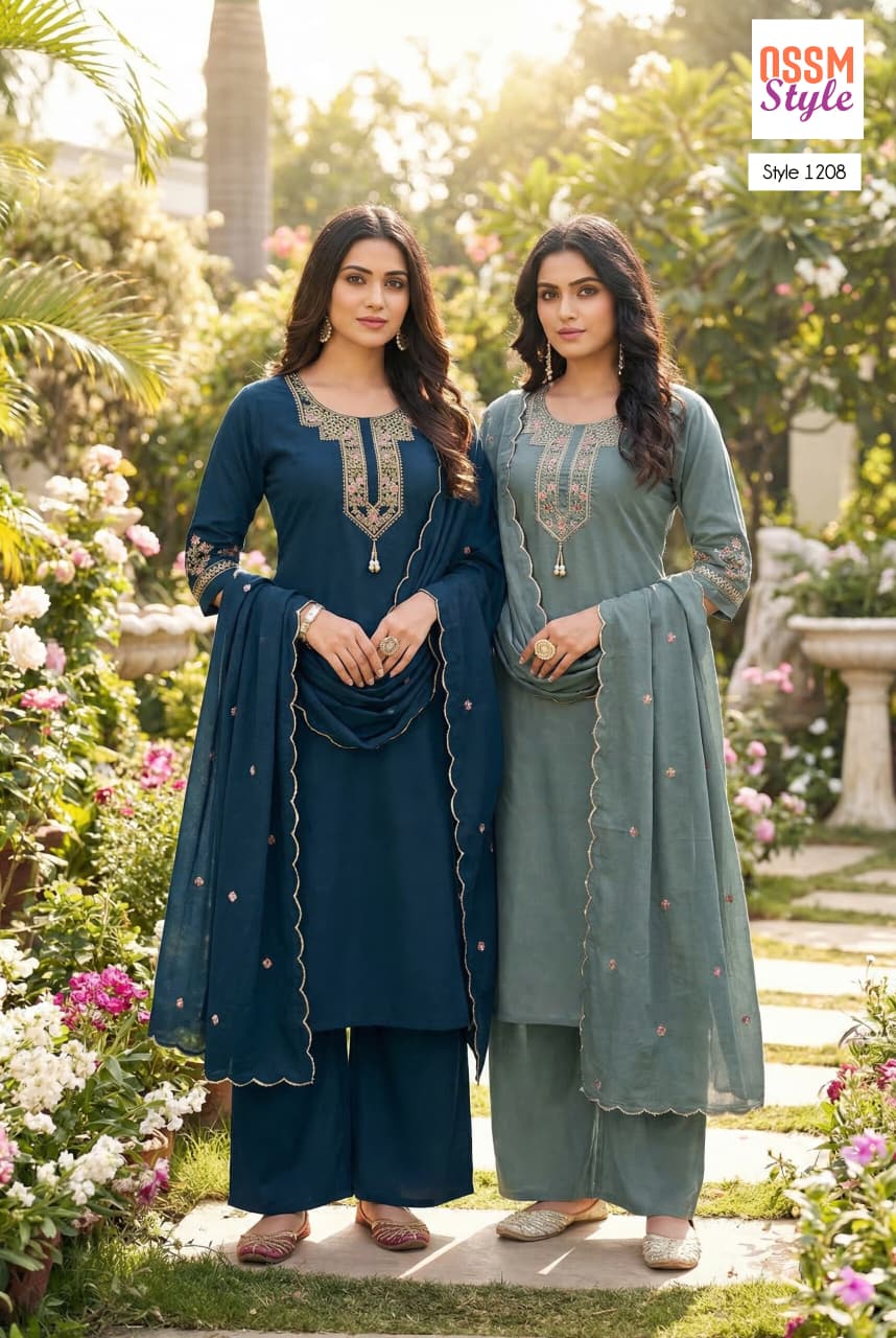 Style 1208 Ossm Cotton Readymade Pant Style Suits Exporter Ahmedabad
