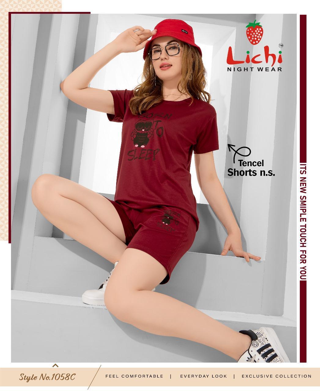 Style No 1058 Lichi Tencil Shorts Night Suits Manufacturer Gujarat