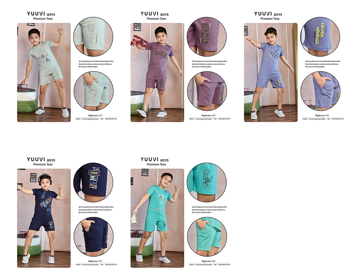 Style No 111 Yuuvi Tencil Lycra Boys Shorts Set Wholesale Price