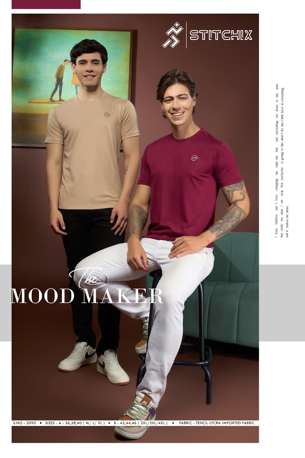 Style No 2090 Stitchix Tencil Lycra Mens Tshirts Manufacturer