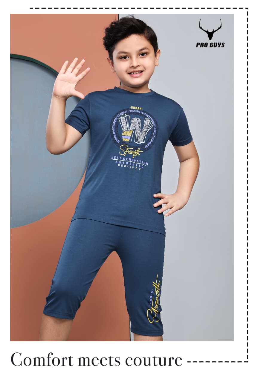 Style No 3843 Pro Guys Tencil Lycra Boys Capri Night Suit Wholesale