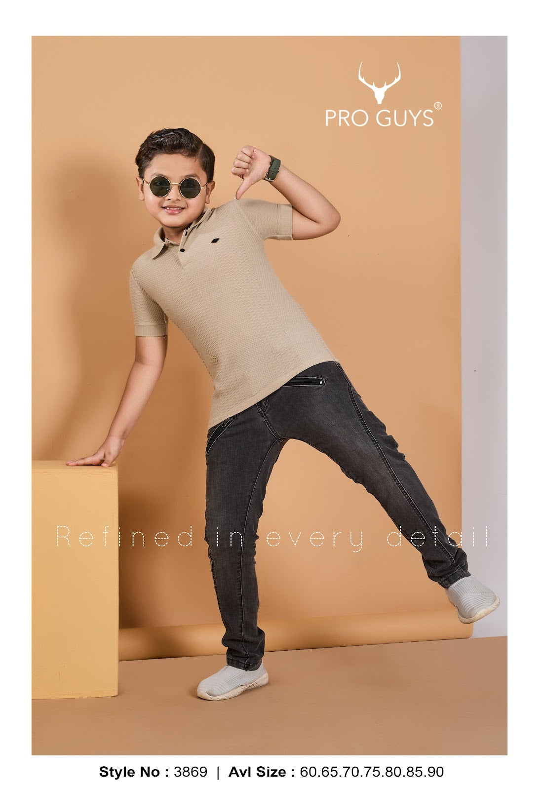 Style No 3869 Pro Guys Jacquard Boys Tshirt Supplier
