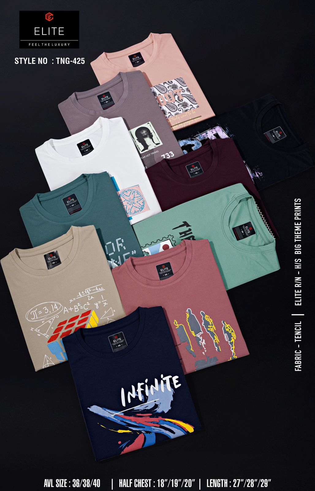 Style No Tng 425 Elite Tencil Lycra Mens Tshirts Exporter Gujarat