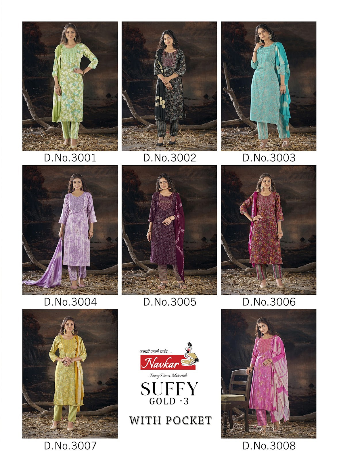Suffy Gold 3 Navkar Rayon Foil Readymade Pant Style Suits