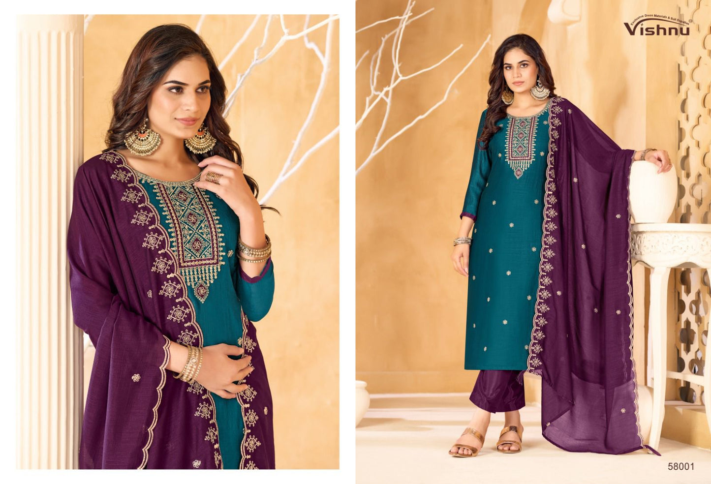 Sukanya Vishnu Impex Vichitra Silk Pant Style Suits Manufacturer Ahmedabad