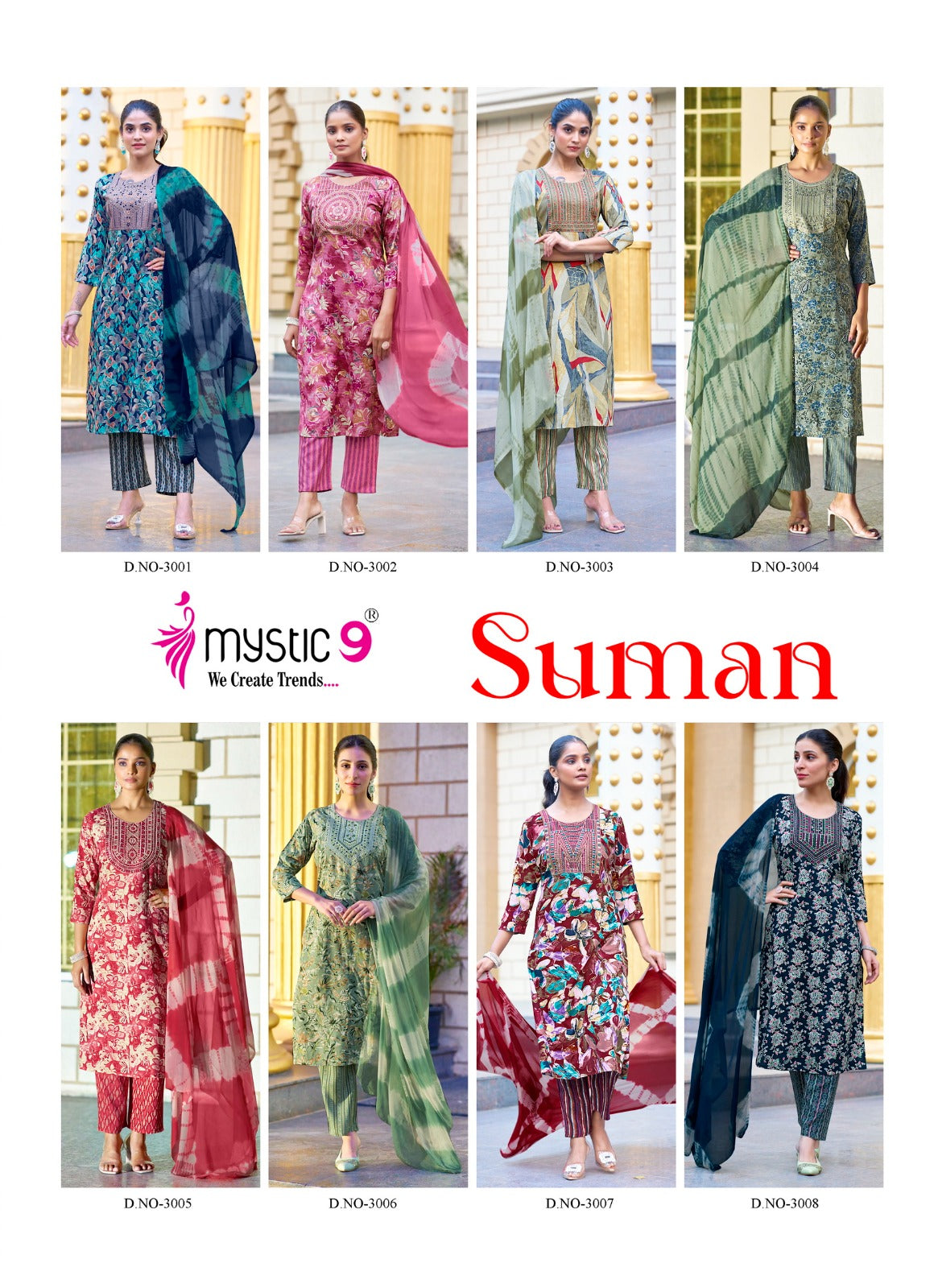 Suman Vol 3 Mystic 9 Rayon Readymade Pant Style Suits Wholesaler India