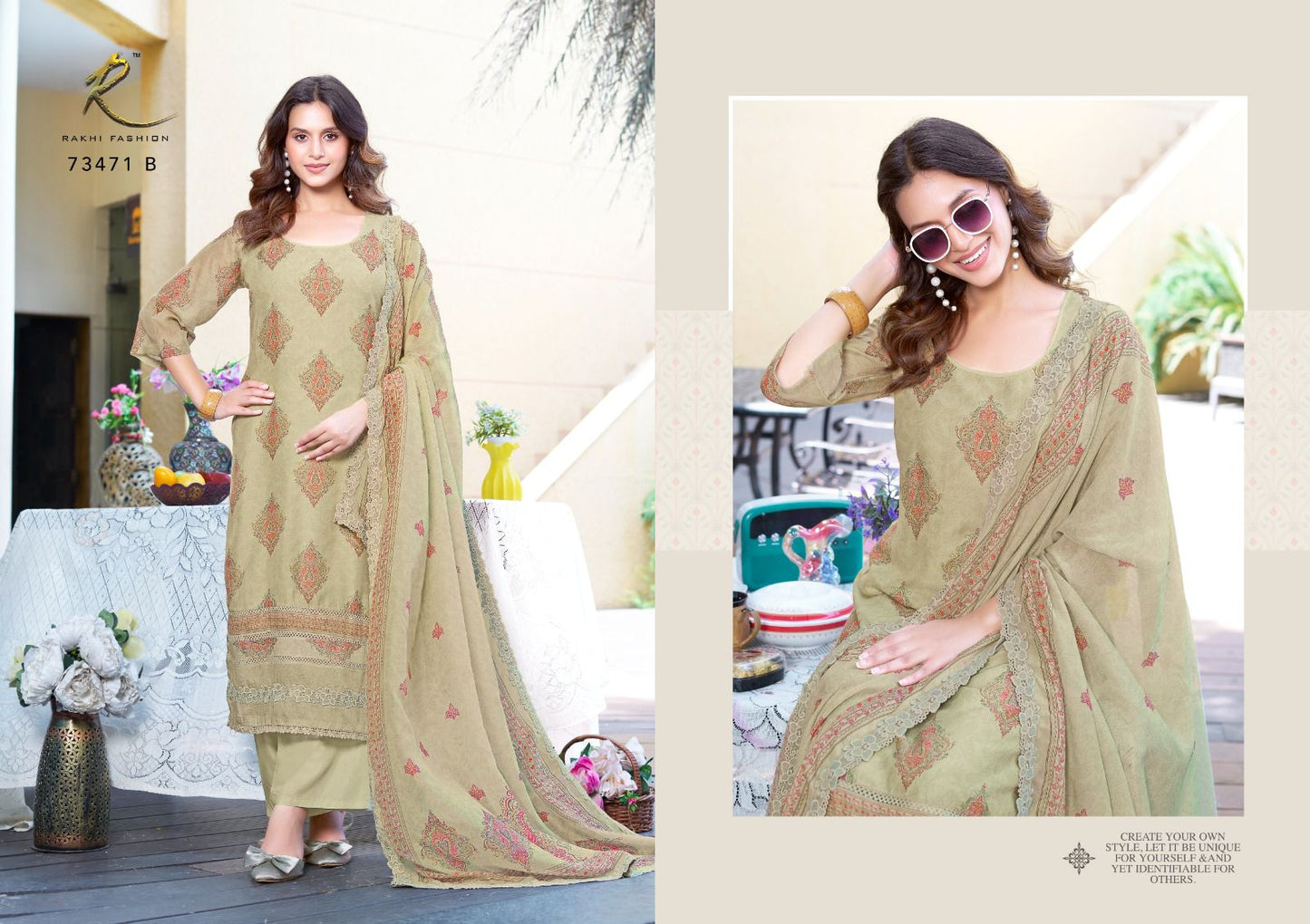 Summer Andaaz Rakhi Fashion Bemberg Pant Style Suits Exporter Gujarat