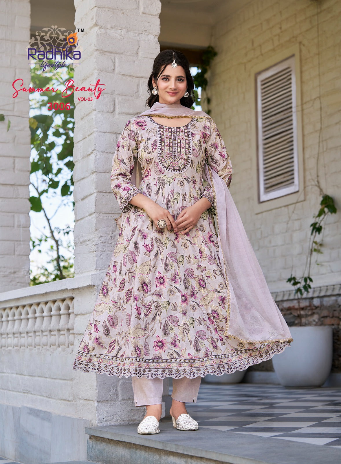 Summer Beauty Vol 3 Radhika Lifestyle Heavy Cotton Readymade Anarkali Suits Exporter Ahmedabad