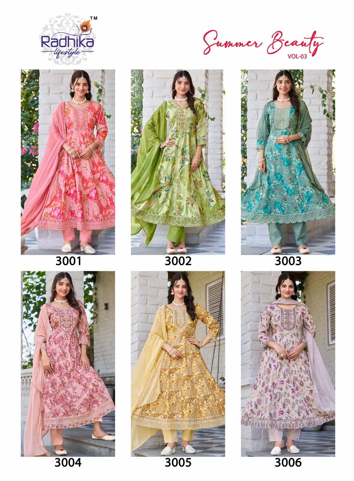 Summer Beauty Vol 3 Radhika Lifestyle Heavy Cotton Readymade Anarkali Suits Exporter Ahmedabad