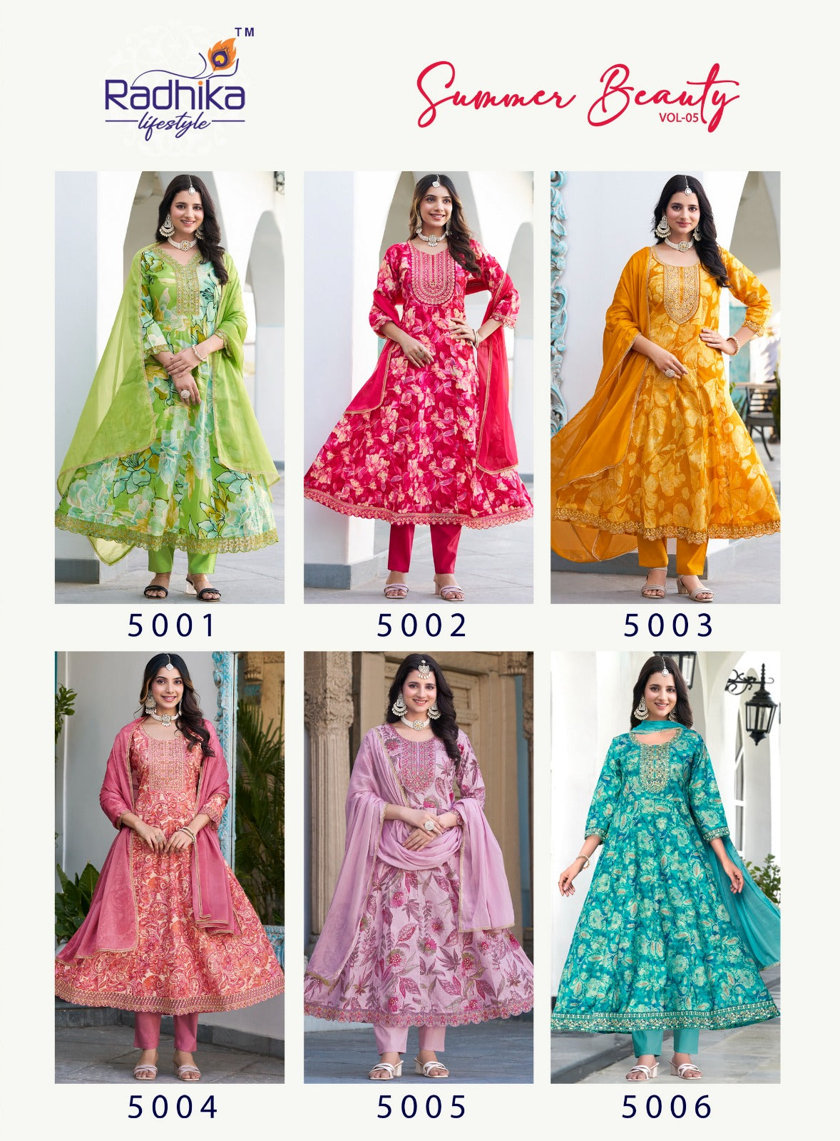 Summer Beauty Vol 5 Radhika Lifestyle Cotton Readymade Anarkali Suits Exporter Gujarat