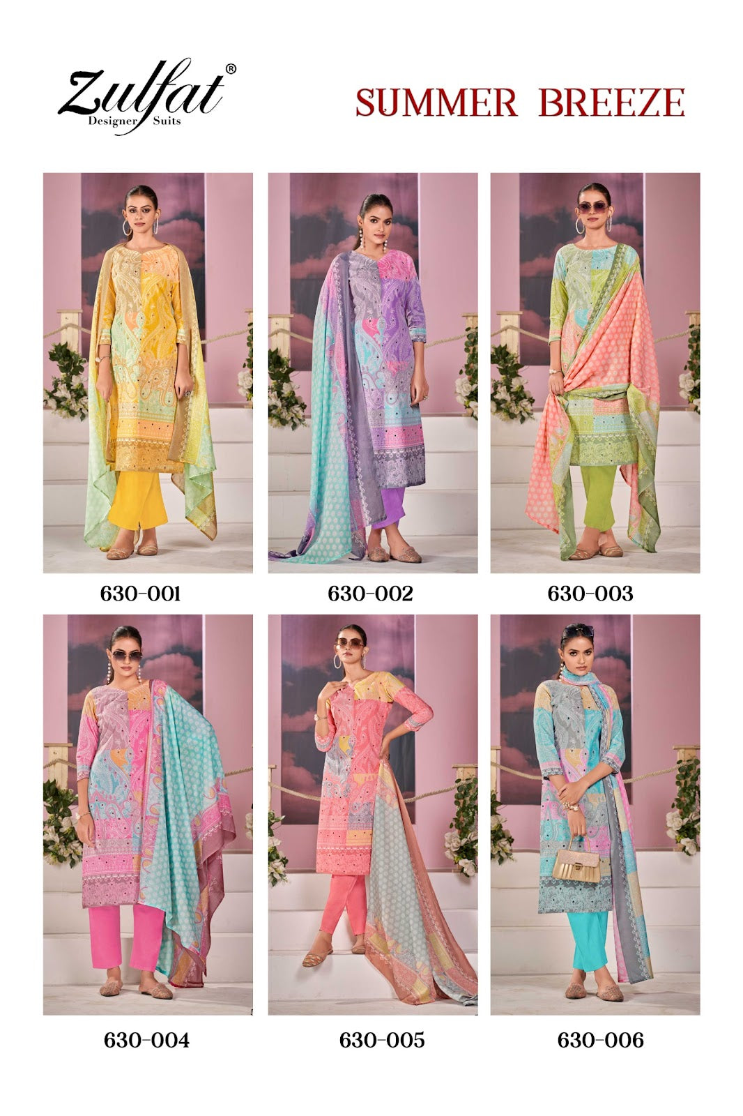 Summer Breeze Zulfat Designer Pure Cotton Pant Style Suits Wholesale Price